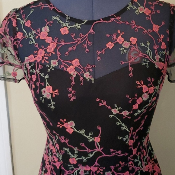 Adrianna Papell Embroidered Floral Desss - Picture 2 of 11